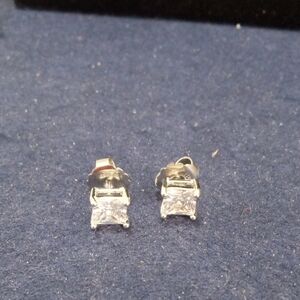 Elegant Silvertone Moissanite Stud Earrings